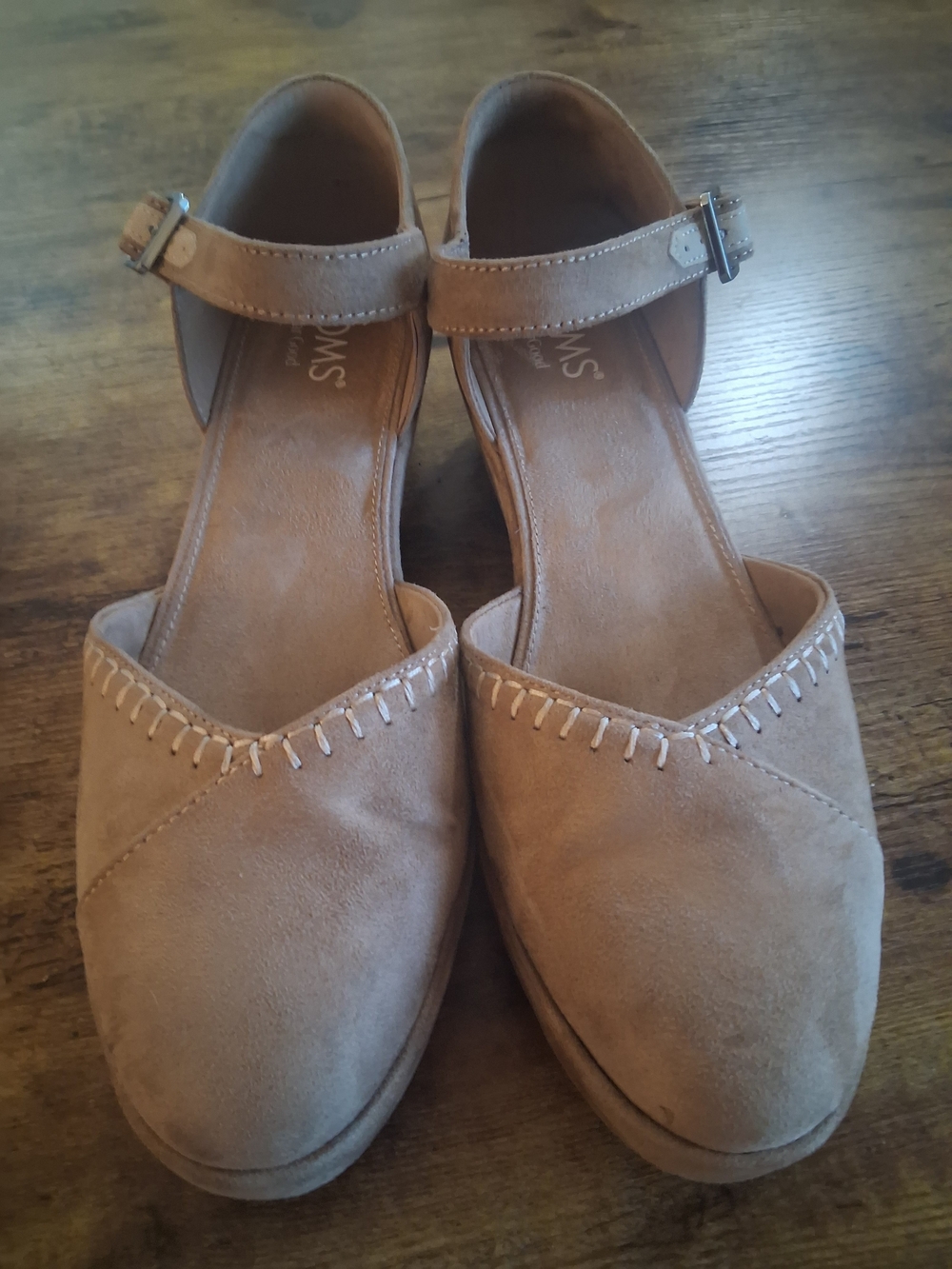Toms Women's Suede Ankle-Strap Wedge in Tan